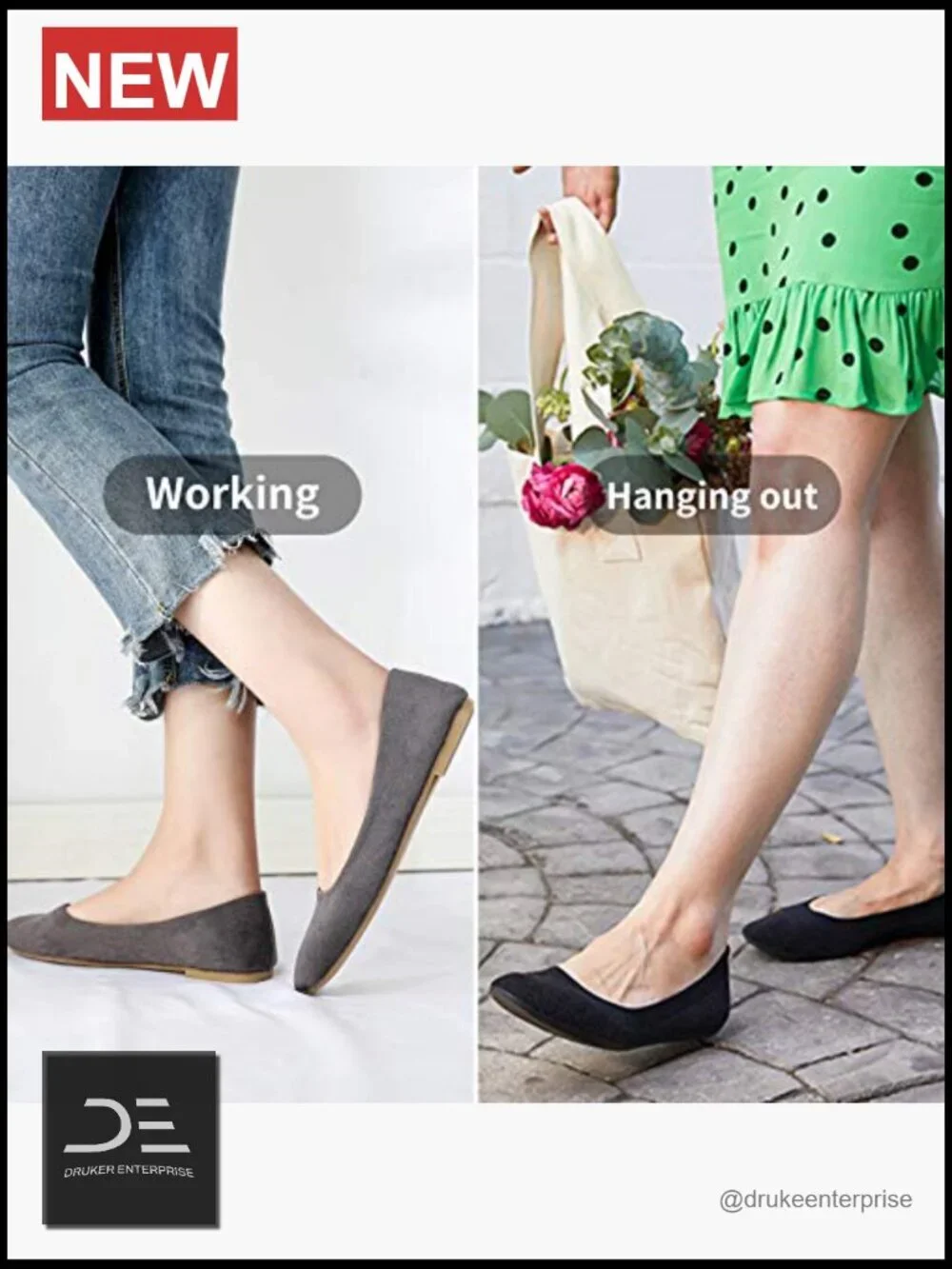 Suede Pointed Toe Slip On Casual Ballet Flats Dress Shoes